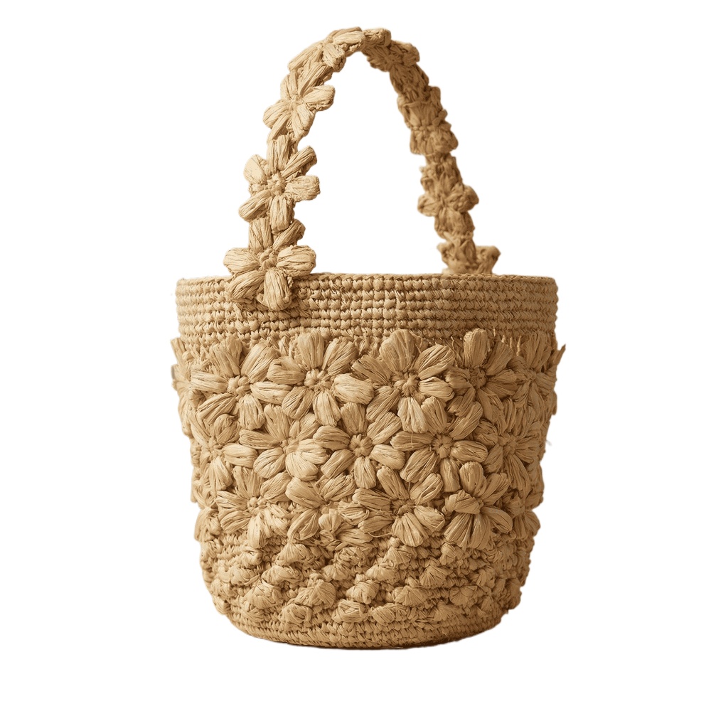 Women'S Raffia Bags - Женская летняя сумка-ведро из рафии ручной